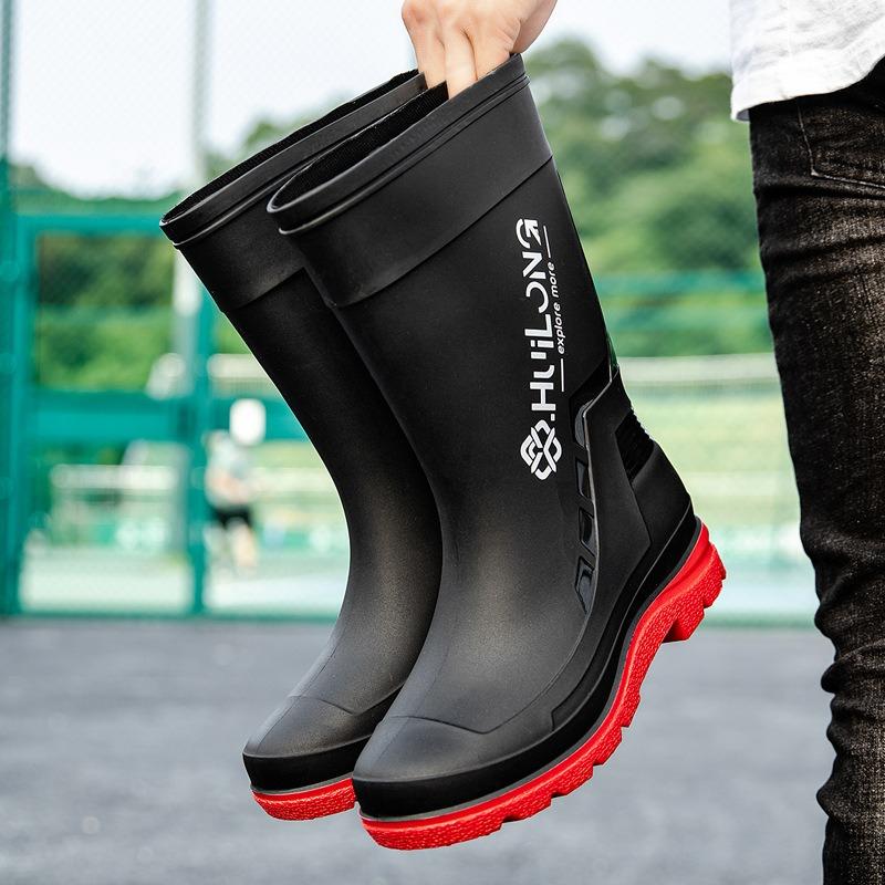 New Tall Men's Water Boots, Velvet Warm Rain Boots, Fishing Sea Waterproof Rain Shoes, Kitchen Long Water Shoes