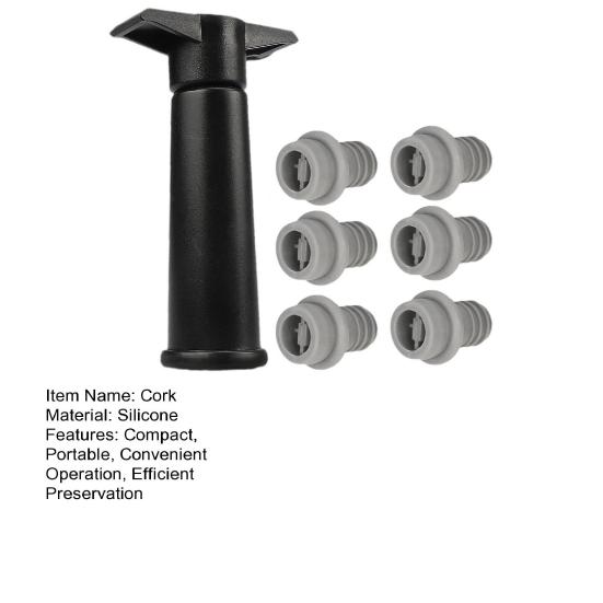 Wine Saver Vacuum Pump with 6 Stoppers Easy Manual Operation Leak-Proof Silicone Seal Preserve Flavor Red Wine Preservation Kit for Most Bottles