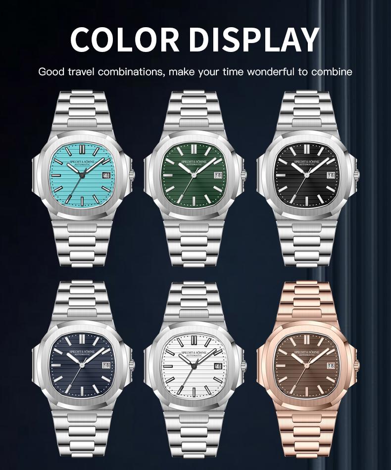 Новые Роскошные Мужские Часы Specht & Söhne 40MM Автоматические Часы для Мужчин Наручные Механические Часы из Натуральной Кожи Водонепроницаемость 50М