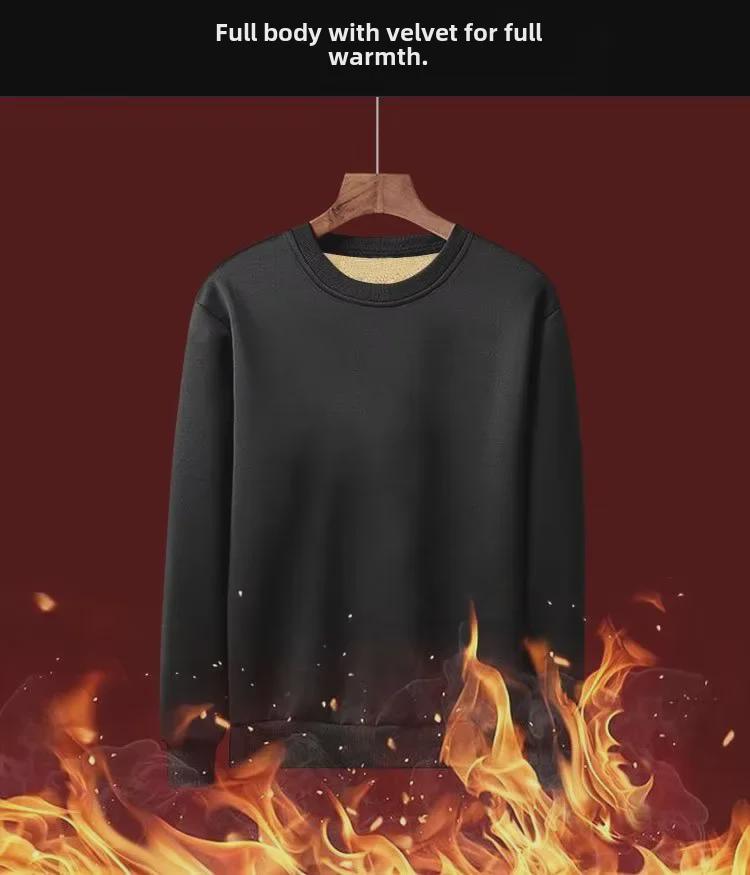 Мужская зимняя толстовка из овечьего флиса: Свободный крой, плюс бархат, плотный и теплый спортивный топ