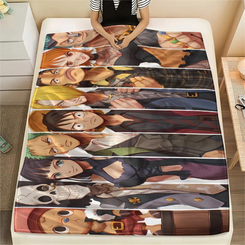 Фланелевое одеяло с принтом персонажей One Piece, Высококачественное, Удобное для всех сезонов, Декор для дома, Тепло и уют, Идеально для рождественских подарков