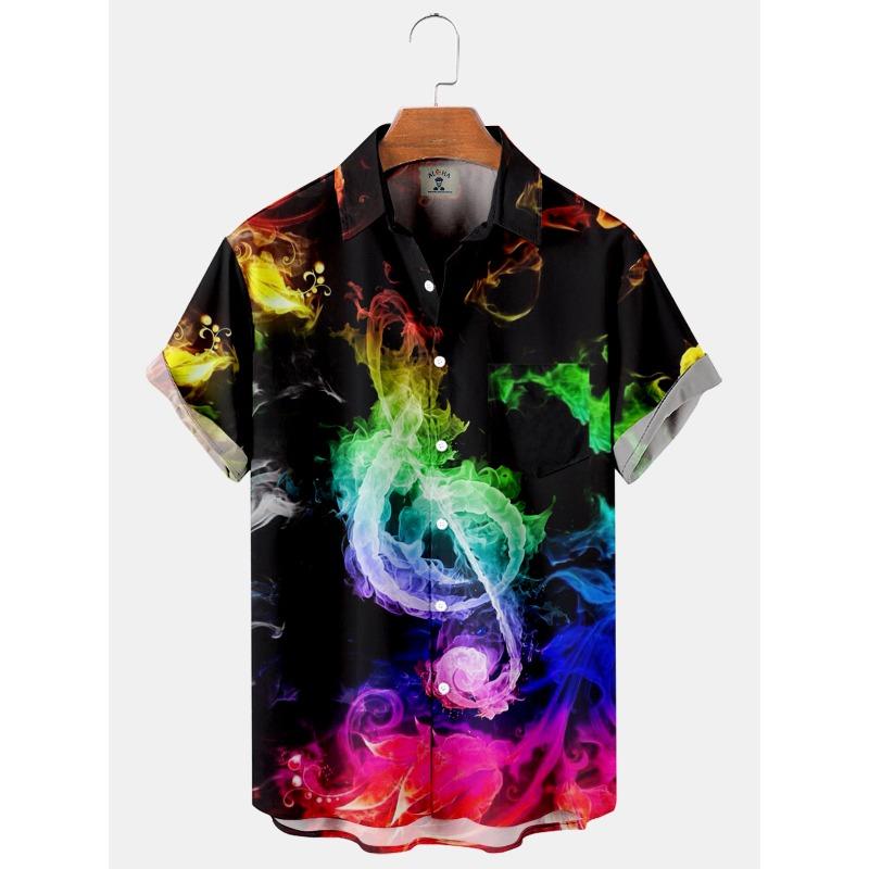 Летние гавайские рубашки для мужчин 3D винтажный музыкальный рокер гитара принт пляжная рубашка короткий рукав футболки топы Harajuku Ropa Hombre M-3XL