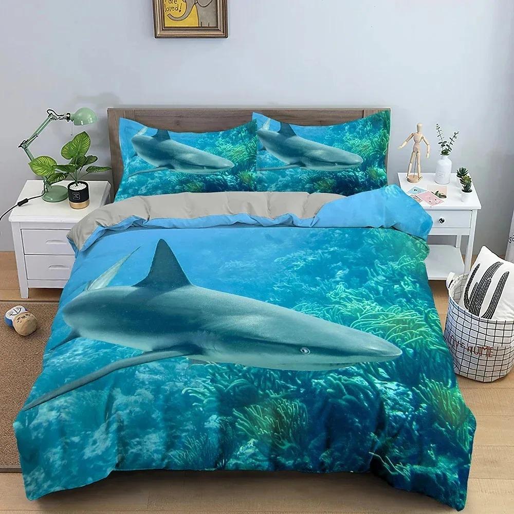 Постельное белье с дельфинами, размер King Size, с принтом животных, пододеяльник, одеяло с наволочкой, мягкий домашний текстиль