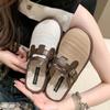 Fashion 2024 New Women's Large Size Baotou Slippers Autumn Round Head Mesh Cloth Breathable Soft Sole Non-slip Flat Sandals