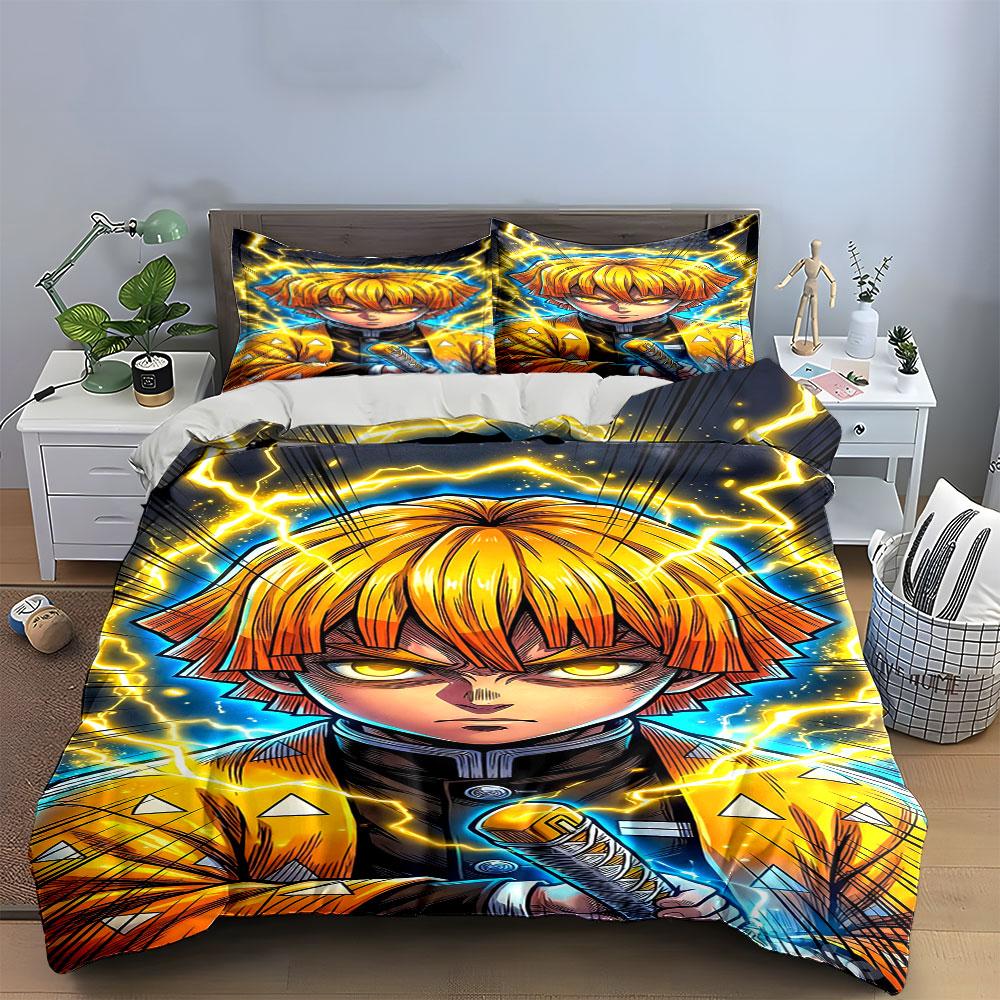 Yellow-haired character with lightning. Bedding sets Duvet cover sets Duvet covers Pillowcases(1 * Duvet Cover 2 * Pillowcases without duvet insert)