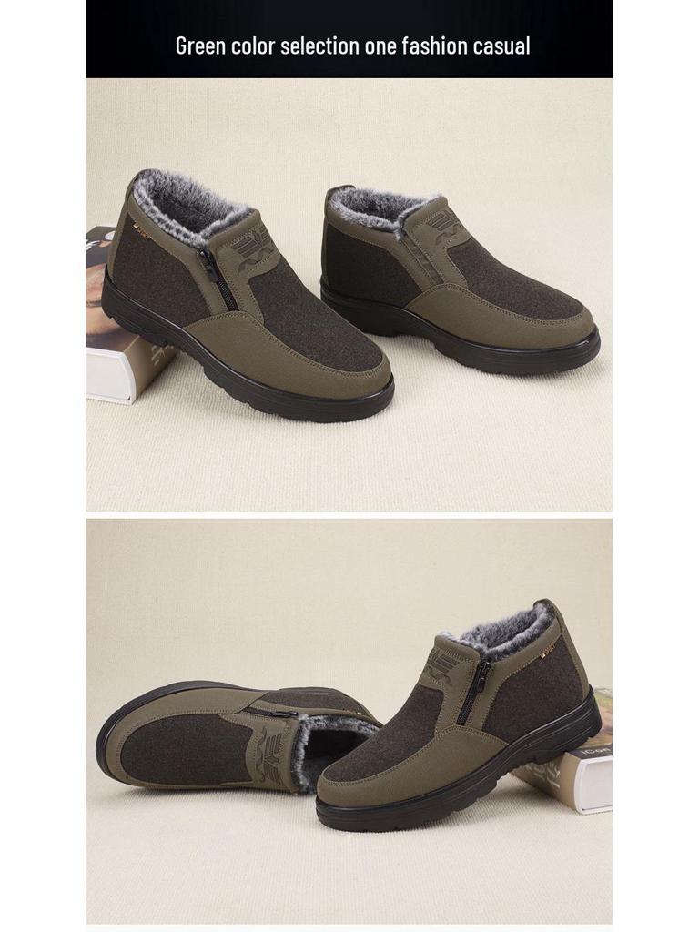 Мужские зимние водонепроницаемые нескользящие ботинки на плюшевой подкладке для пожилых
