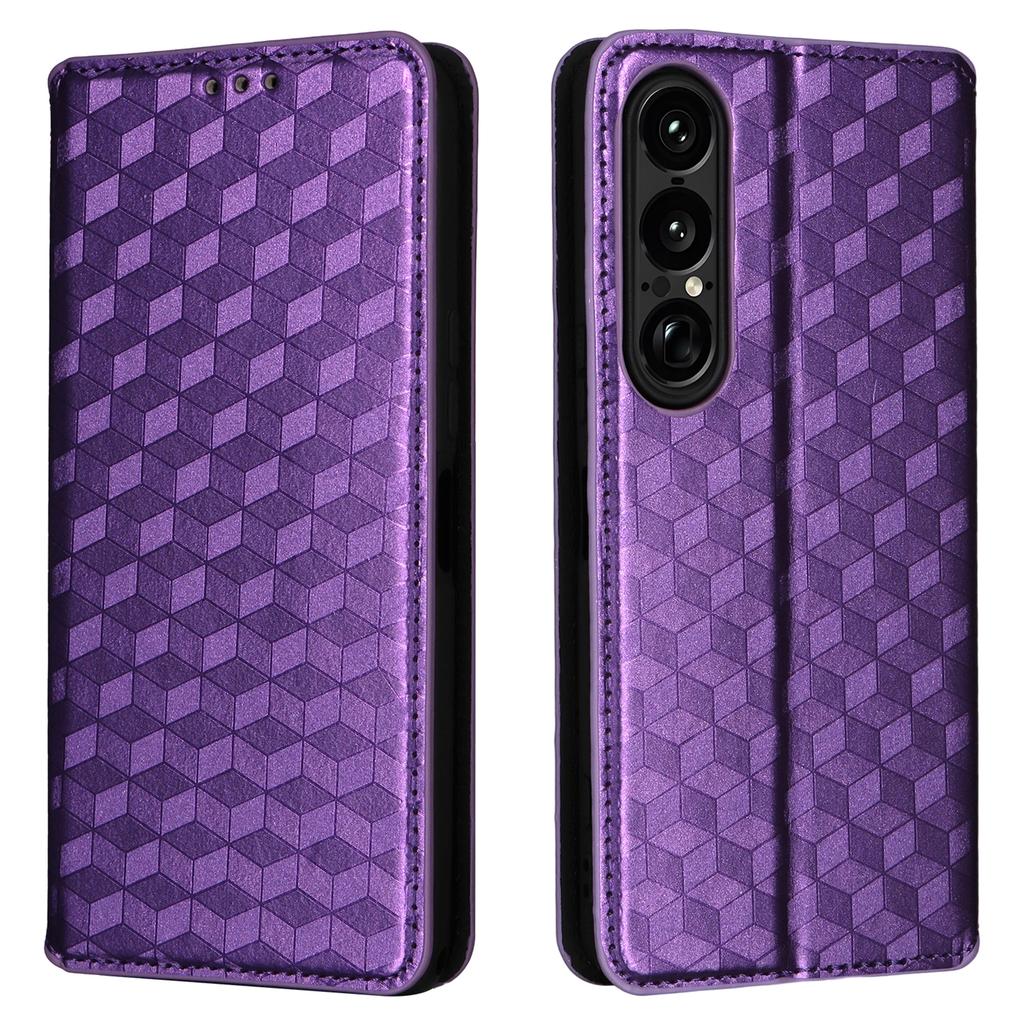 Для Sony Xperia 1 VII Чехол-кошелек Ромбовидный тисненый кожаный чехол для телефона