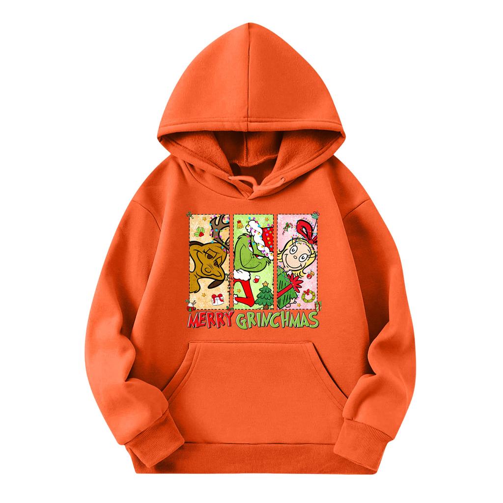 Child Fashion Lightweight Long Sleeve Pullover With Pockets Print Hoodie