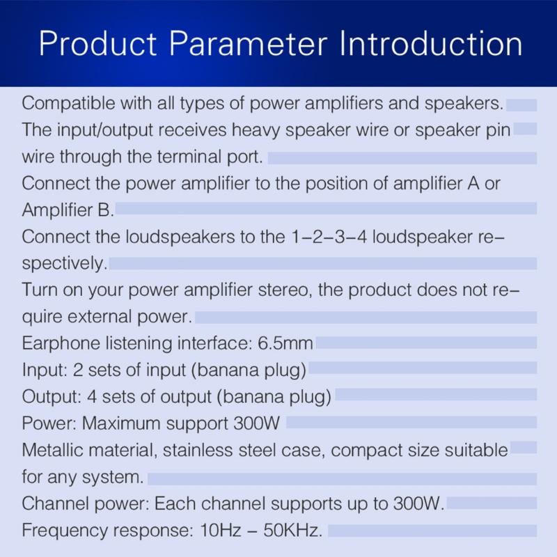 2 In 4 Out Passive Amplifiers Speaker Selector her Sound hing Distributor Comparator without Loss