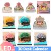 3D Desk Calendar 2025 Time Piece Calendar with LED Light Paper Carving Calendar Decorative Memo Pad Calendar for House Gift