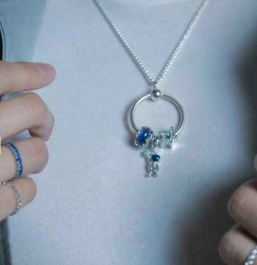 Стерлингового серебра Galaxy Blue & Star Murano, Star & Crescent Moon Charm для женщин подарок на день рождения браслет DIY ювелирные изделия