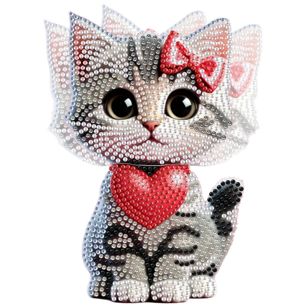 2D Flat DIY Cat Acrylic Shaking Head Table Top Diamond Painting Ornament Kits for Adults/Beginners Gift Idea Home Decor