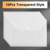 10Pcs A4 File Bag Transparent Folder Waterproof Snap Buckles Large Capacity File Bag Office Storage Bag Student Test Paper Bag