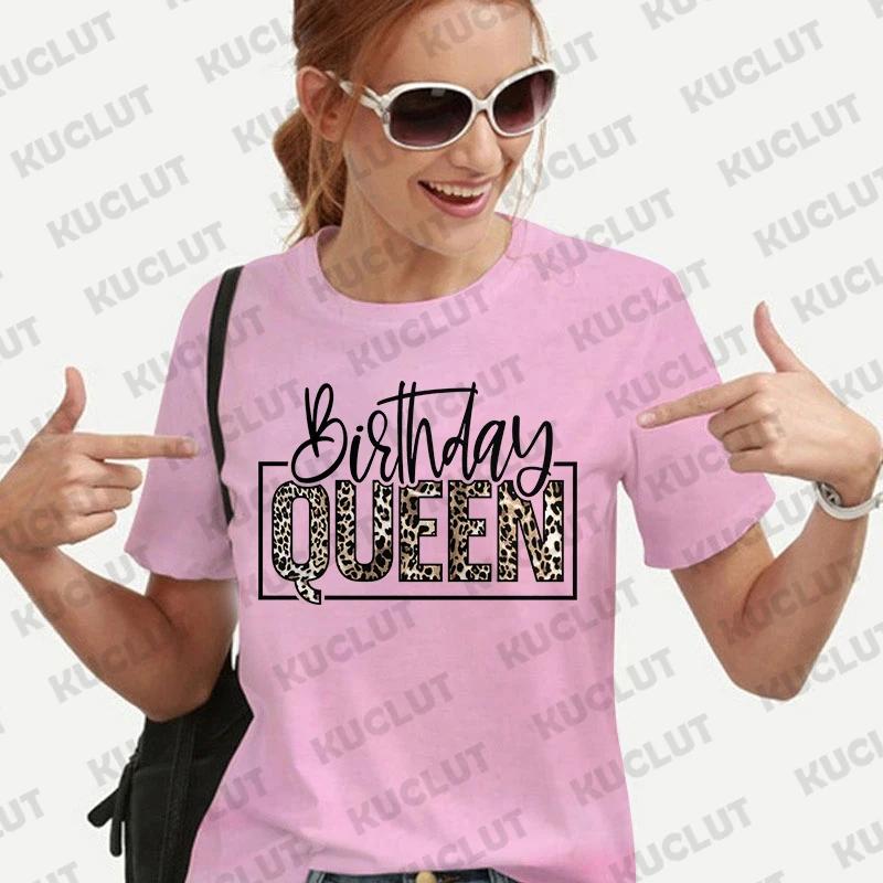 Birthday Crew Women's T Shirts Girls Birthday Queen Party Fashion Hip Hop Clothing Casual Short Sleeve Summer Female Tees Tops