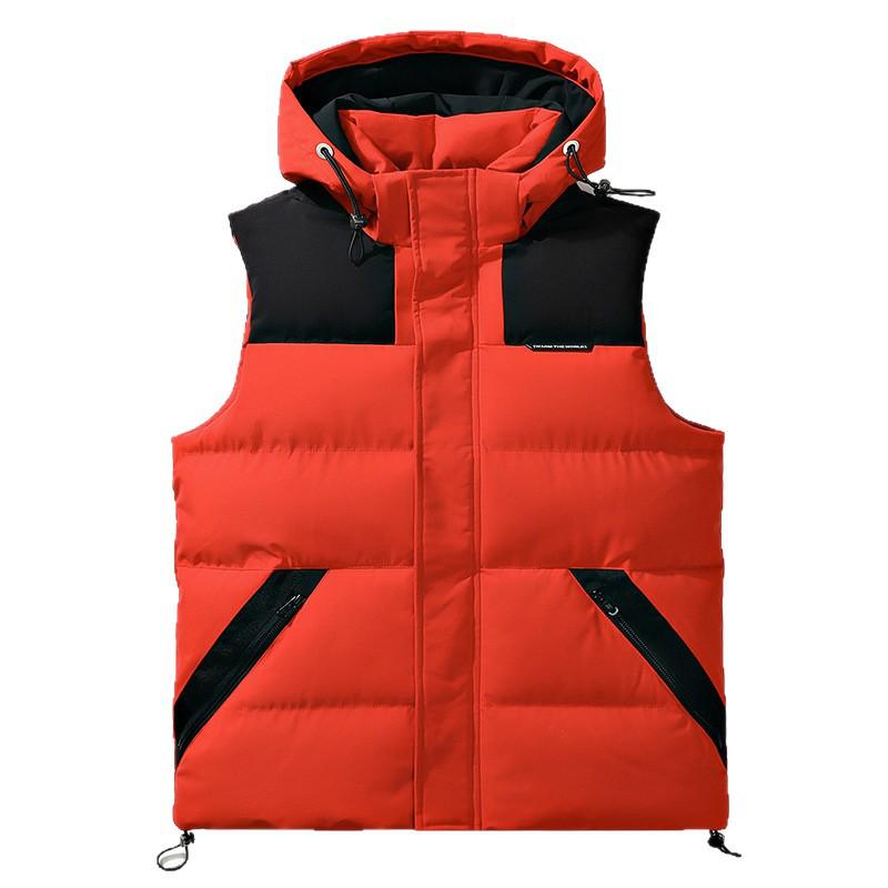 Мужской модный хлопковый жилет с капюшоном - Без рукавов, плотный и теплый для осени/зимы, унисекс.