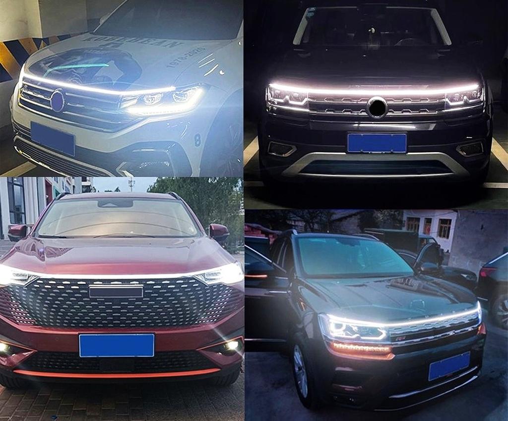 Гибкие дневные ходовые огни под капот 200см DRL LED 12В + WOW-эффект, Внедорожные