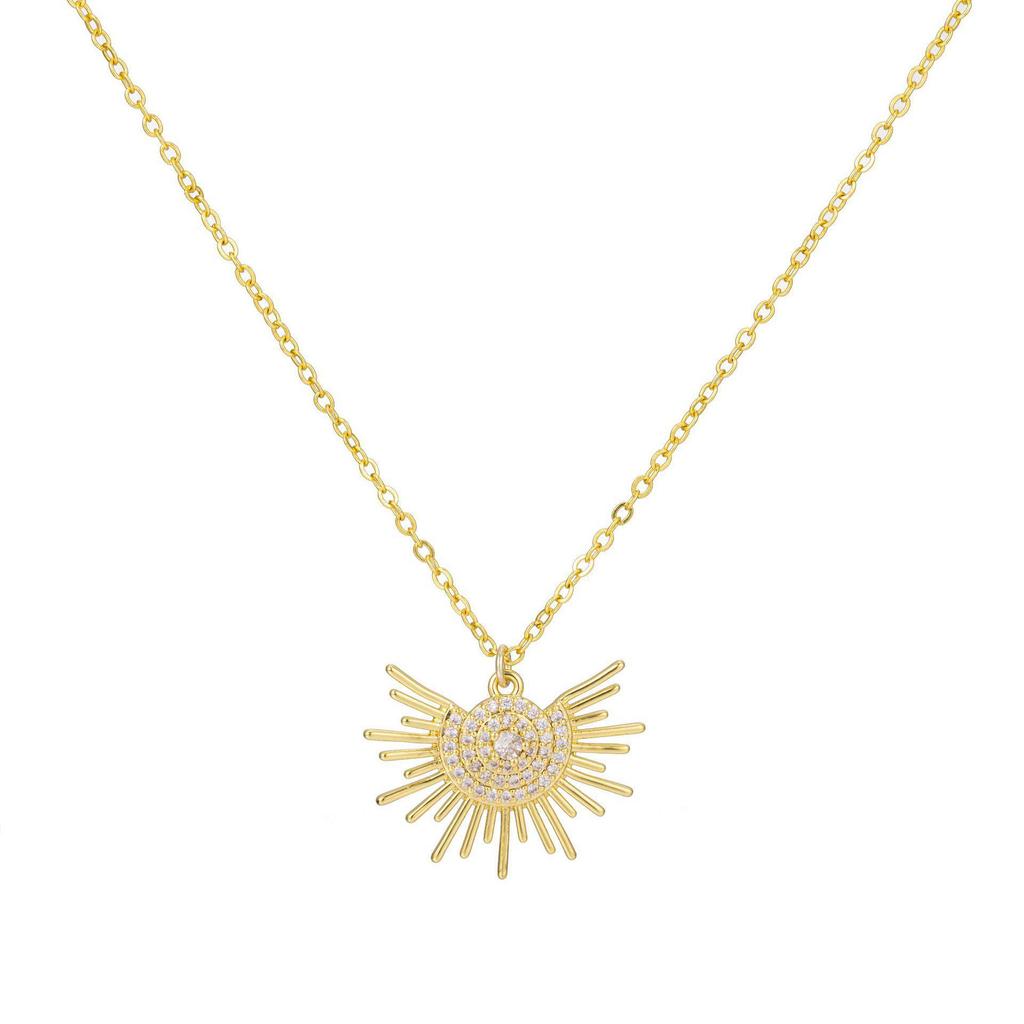 Sunflower Devil's Eye Zircon Inlaid Necklace - Fashionable, Exquisite & Simple O-Shaped Chain.