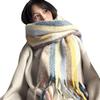 Rainbow Tassel Grid Scarf Thickening Winter Cashmere Scarf Warm Shawl  for Autumn Winter