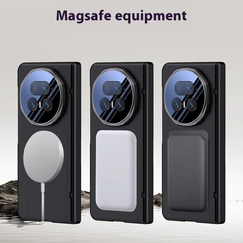 Для Honor Magic V5 5G Магнитный чехол Жесткий ПК Чехол для телефона с HD Закаленным стеклом, Подставка для объектива