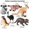 Oenux 6pcs Classic Australian Africa Wild Animals Kangaroos Koala Cassowary Hyena Warthog Model Action Figure Figurine Toy Kid