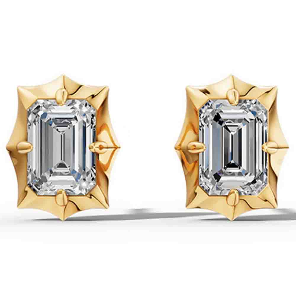 WUIHA Stylish 925 Sterling Silver 2 CT Emerald Cut D Color Real GRA Moissanite Diamonds Studs Earrings Fine Jewelry Pass Test