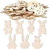 AD23-70PCS Unfinished Blank Wood Cutout Wooden Easter Bunny  Shaped Wooden Easter DIY Wooden Craft For Easter Spring Durab