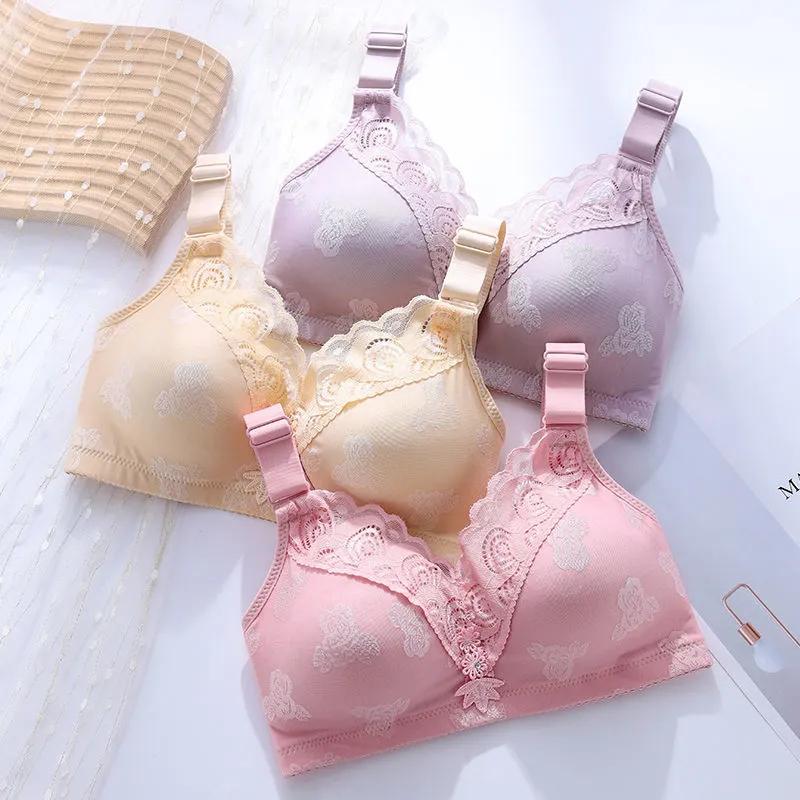 Large Size Thin Underwear Gathering Type Anti-sagging Breast No Steel Ring Comfortable Bra Breathable Bra Women's Underwear