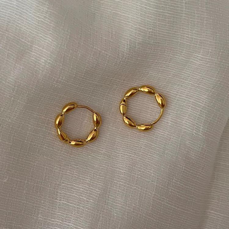 ANENJIERY маленькие серьги-кольца в форме фасоли для женщин, модные универсальные серьги в стиле ретро, ​​ювелирные изделия для вечеринки, помолвки