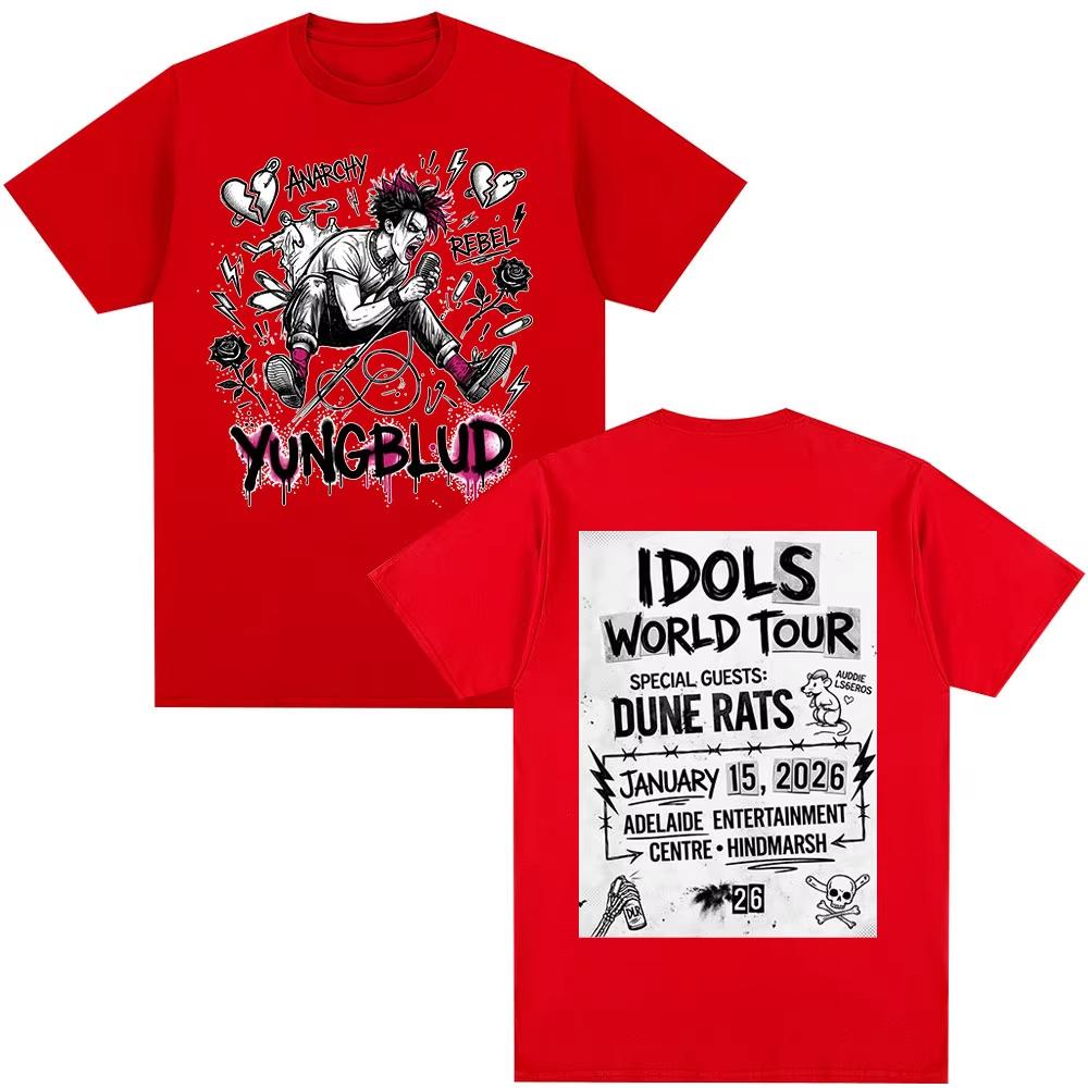 Singer Yungblud IDOLS World Tour 2026 Tshirts Fan Gifts Unisexs Women Clothing Fashion Short Sleeves Top  Summer TShirt Unisex