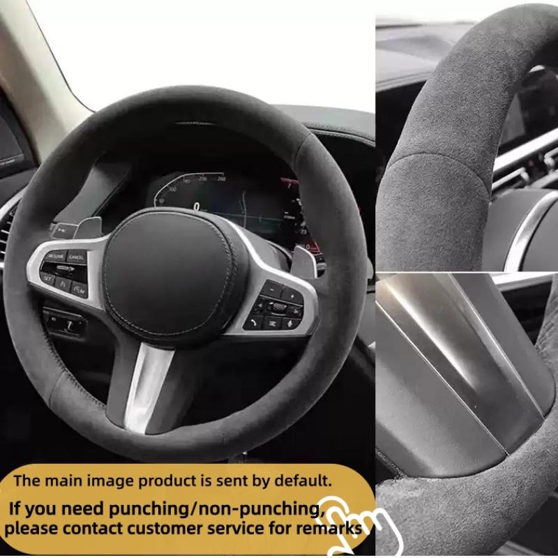 DIY Soft Black Suede 1 Series F20 F21 M135i M140i M235i M240i X1 F48 X2 F39 X3 F25 Car Steering Wheel Cover For BMW (M Sport)