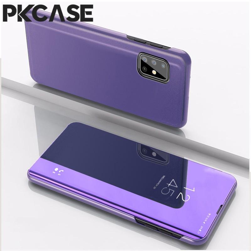 PKCASE Смарт-зеркало Флип-чехол для телефона для Samsung A05 A05S A15 A35 A25 A33 A34 5G Note 20 Ultra Ударопрочный Кожаный Чехол-подставка