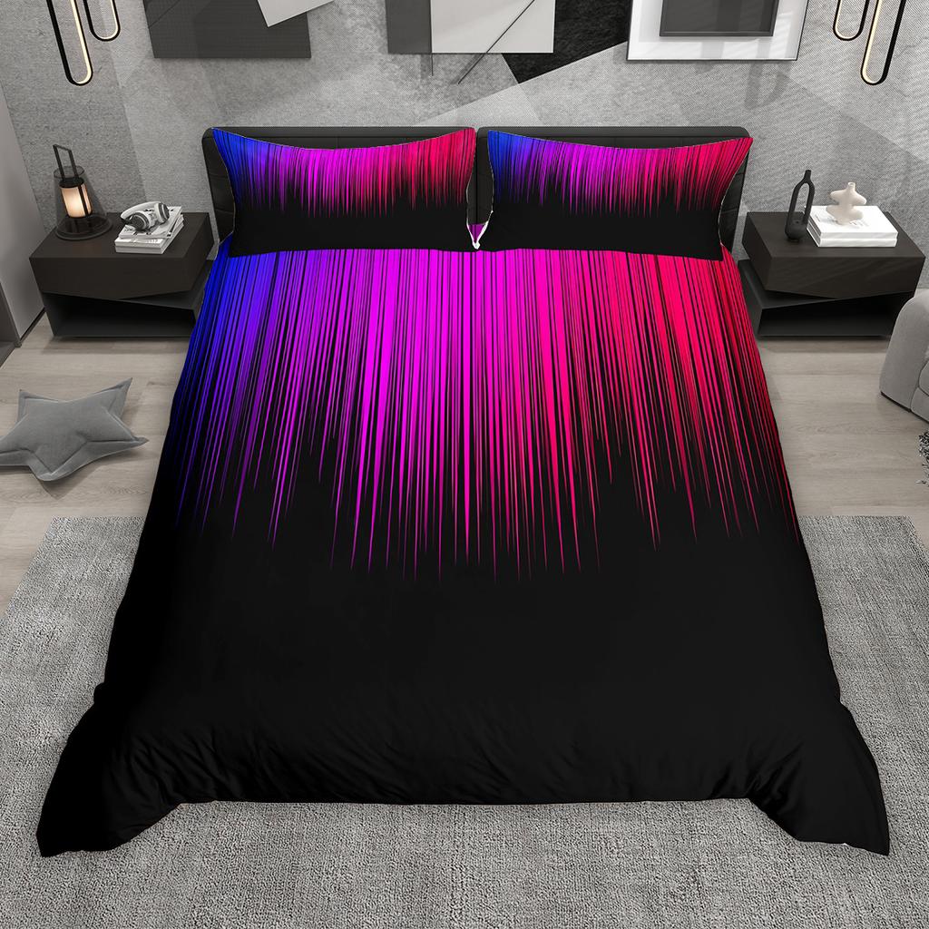 Comforter Homewish Gradient Lines 2Pcs/3Pcs Neon Red Gray Cyan Bedding Set Black Green Blue Pink Comforter Set
