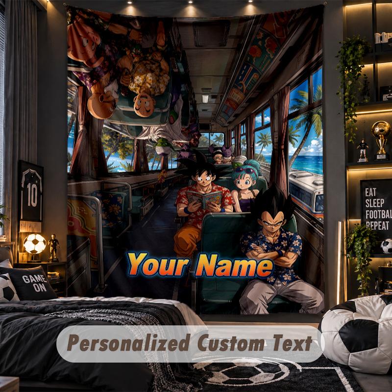 Personalized Wall Tapestry,Dragon Ball Custom Printed Name, Fabric Wall Art For Indoor Room Backdrop