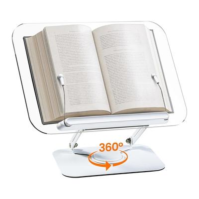 360° Вращающаяся 2-уровневая регулируемая подставка для чтения книг Эргономичная складная подставка для планшета Зажим-держатель Доска-подставка для чтения
