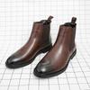 Дизайнерские Новые Мужские Черные Коричневые Ботильоны с Острым Носком в Повседневном Стиле, Мужская Зимняя Мода, Удобные Кожаные Ботинки Челси