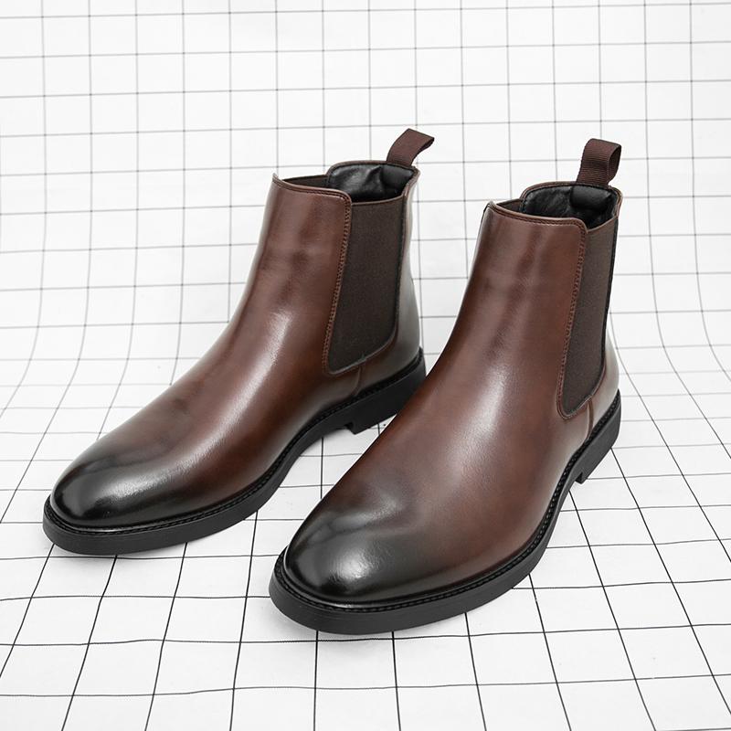 Дизайнерские Новые Мужские Черные Коричневые Ботильоны с Острым Носком в Повседневном Стиле, Мужская Зимняя Мода, Удобные Кожаные Ботинки Челси