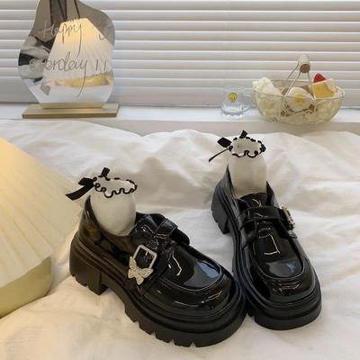 Модная Лолита в японском стиле на среднем каблуке с бантом туфли Мэри Джейн женские готические на платформе с круглым носком лоферы женские туфли-лодочки молодые повседневные