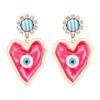 Pinkdudu New Fashion Blue Heart Devil's Eye Drop Earrings Exaggerated Creative Red Green Earring for Women Jewelry PD1244