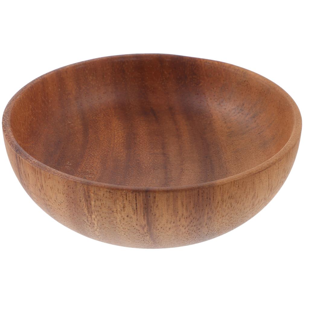 1Pc Acacia Wood Plate Salad Bowl Food Serving Fruit Dinner Snack Restaurant Home Bowls Plates Kitchen Dining Bar