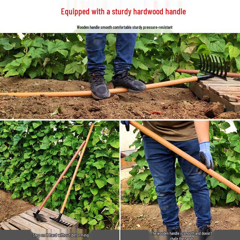8-Tooth Garden Rake with 1.4m Wooden Handle