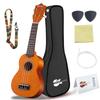 21-inch Soprano Ukulele Beginner Pack with String Gig Bag, Wooden Ukulele, Quick-Learning Songbook, Pick, and Polishing Cloth - All-in-One Kit