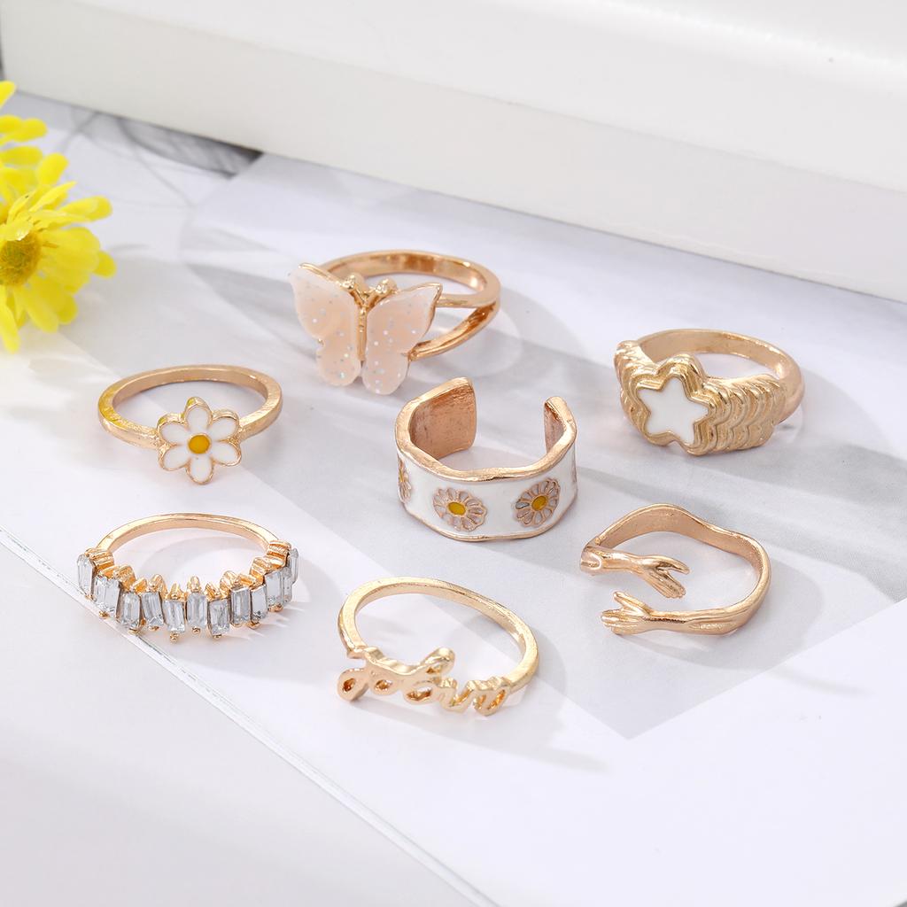Diamond Opening Adjustment  Ring Set Butterfly Hug Opening Ring Elegant Party Charm Jewelry