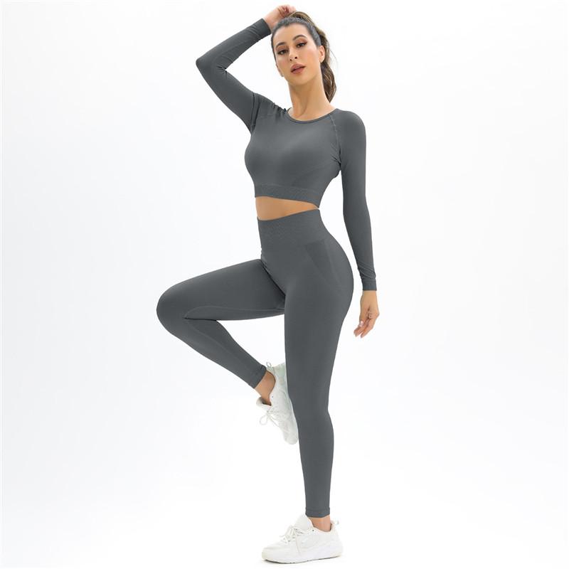 Auroth костюмы для бега женские бесшовные комплект для йоги с длинным рукавом сексуальный спортивный топ фитнес брюки спортивный костюм