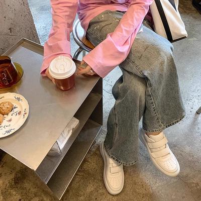 Оуян Нана повседневная женская обувь коровья кожа смайлик повседневная обувь женская липучка толстая подошва высокие белые туфли