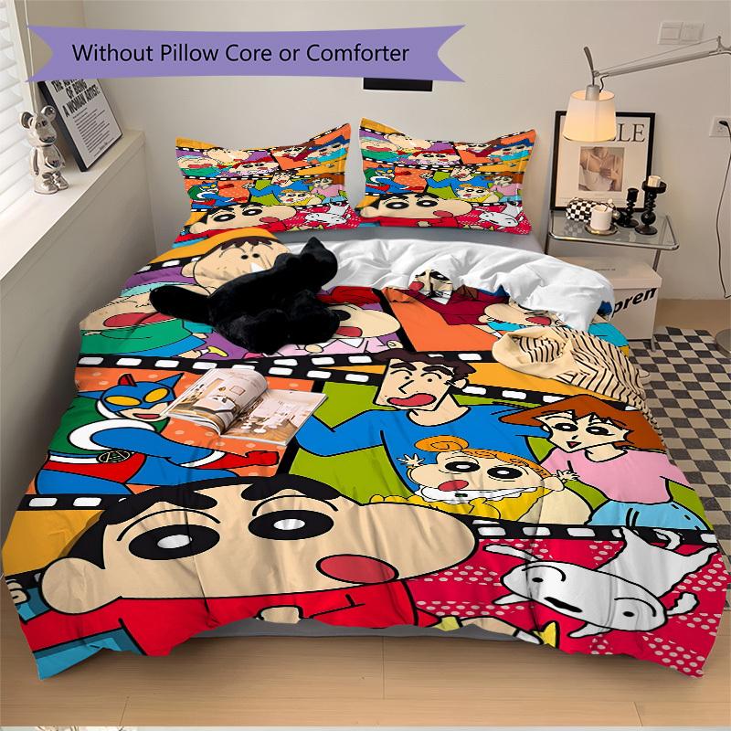 3pcs Crayon Shin-chan Bedding Set. Soft and Comfortable with No Core Included (1x Duvet Cover + 2x Pillow Covers) yy251031043