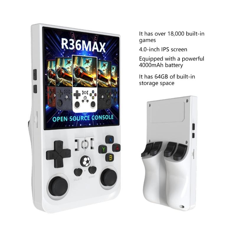 Игровая консоль R36Max с открытым исходным кодом, 4-дюймовый IPS-экран, портативная, игровая, на системе Linux, карманный игровой плеер, подарок для детей