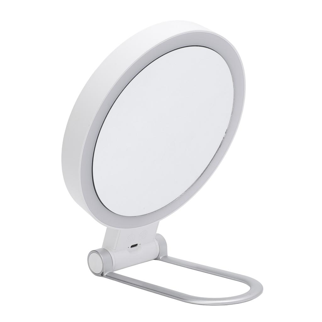 Дорожное зеркало для макияжа с подсветкой, белая подставка, регулируемый угол, увеличительное зеркало, двустороннее увеличение
