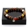 Stones and Minerals. Bracelet Beads Banded Agate + Yellow Agate + Howlite + Wood 8 Mm. Made In France.