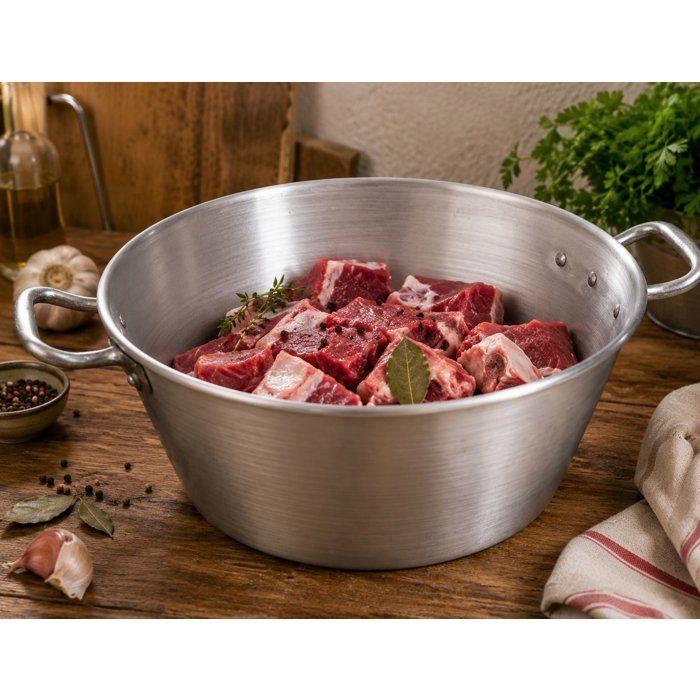 Bassine à gras lourde - LE PRATIQUE - Pro type Landaise - Ø 45 cm - 21 L - Épaisseur 2 mm - Anse alu