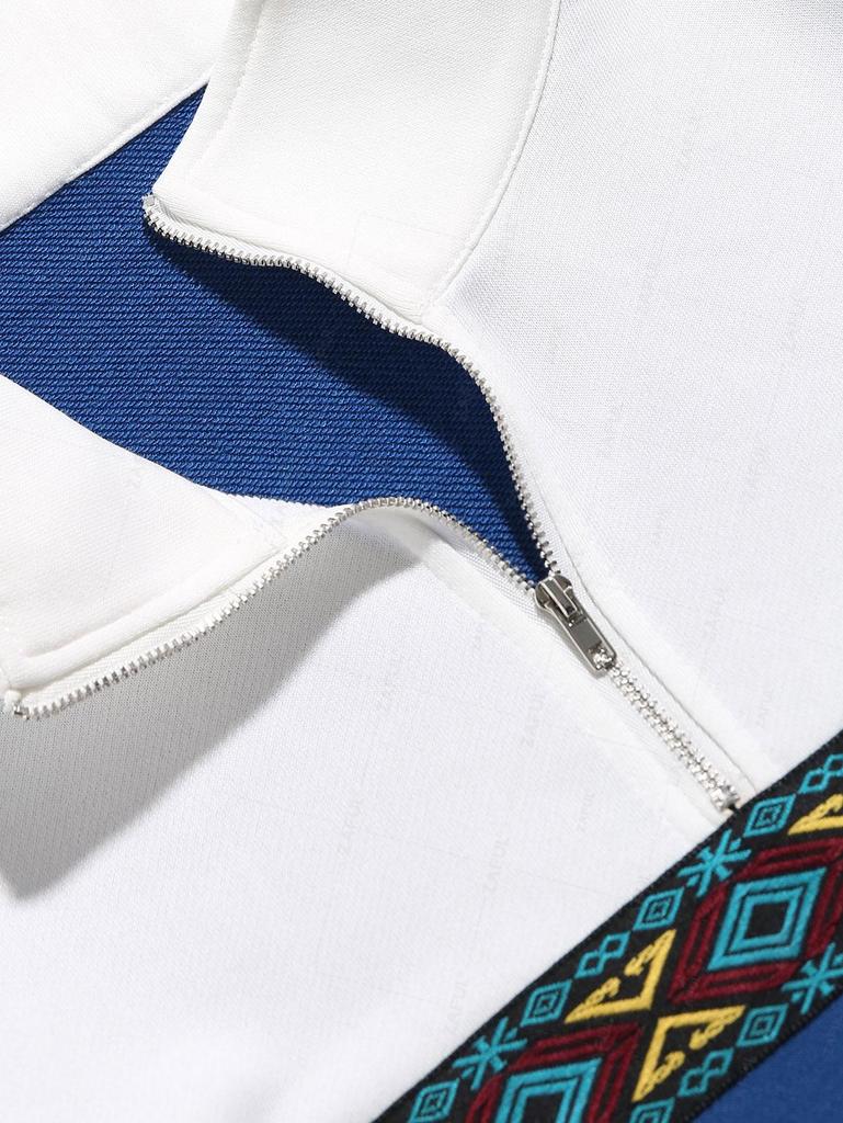 ZAFUL Толстовка-пуловер с цветными блоками и этническим геометрическим принтом на молнии